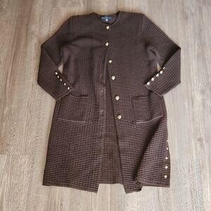 Long Brown Button-Front Women's Cardigan Sweater